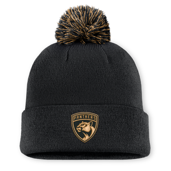 Men's Fanatics Black Florida Panthers Military Appreciation Cuffed Knit Hat with Pom