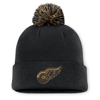 Men's Fanatics Black Detroit Red Wings Military Appreciation Authentic Pro Cuffed Knit Hat with Pom
