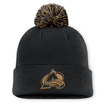 Men's Fanatics Black Colorado Avalanche Military Appreciation Authentic Pro Cuffed Knit Hat with Pom