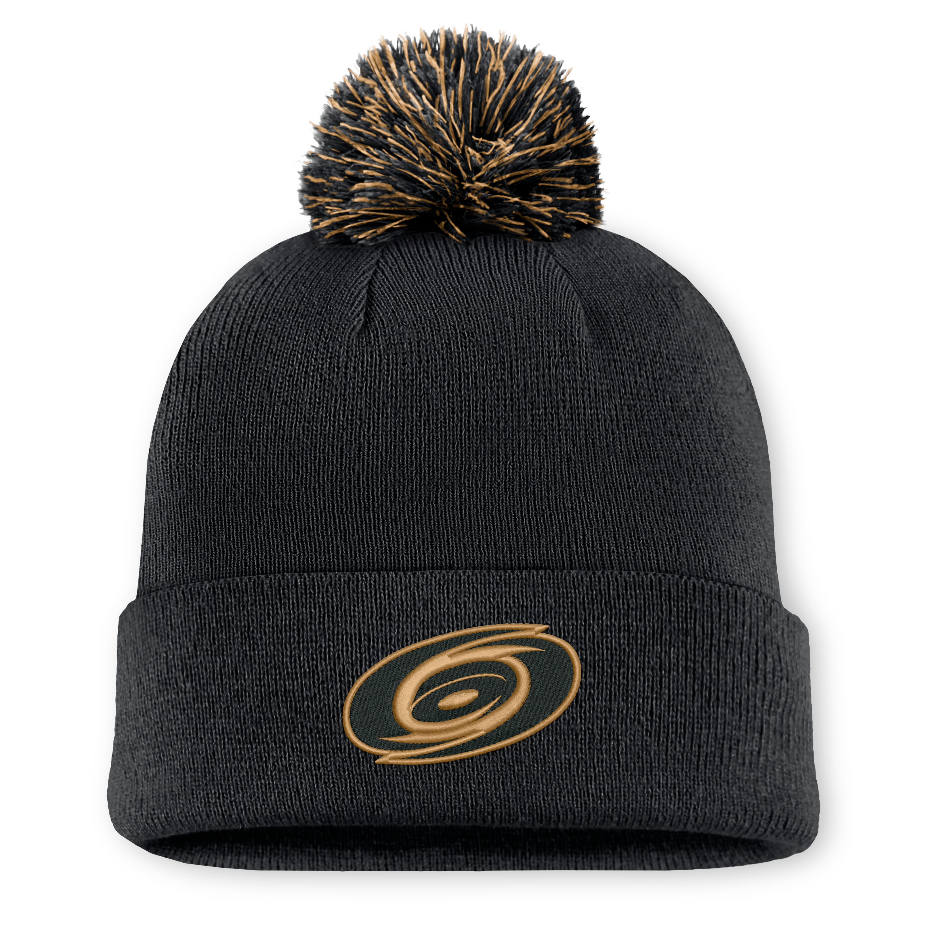 Men's Fanatics Black Carolina Hurricanes Military Appreciation Cuffed Knit Hat with Pom