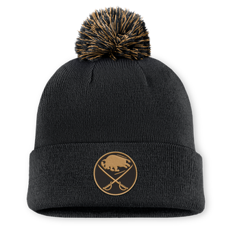 Men's Fanatics Black Buffalo Sabres Military Appreciation Authentic Pro Cuffed Knit Hat with Pom
