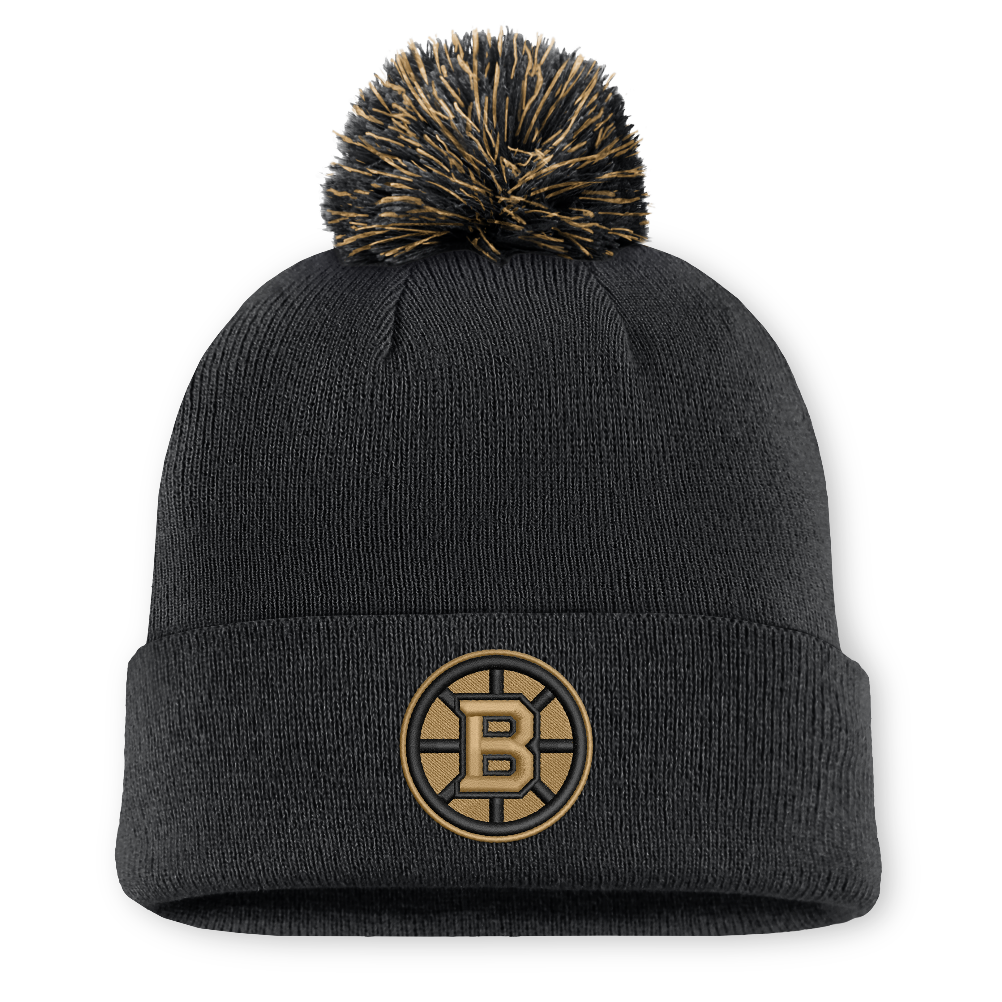 Men's Fanatics Black Boston Bruins Military Appreciation Authentic Pro Cuffed Knit Hat with Pom