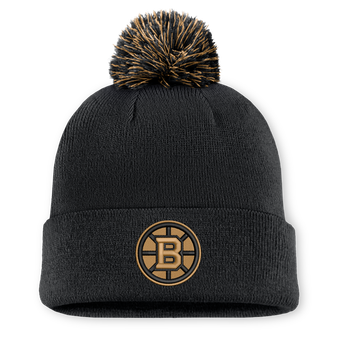 Men's Fanatics Black Boston Bruins Military Appreciation Authentic Pro Cuffed Knit Hat with Pom