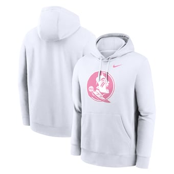 Men's Nike White Florida State Seminoles Pink Logo Club Fleece Hoodie