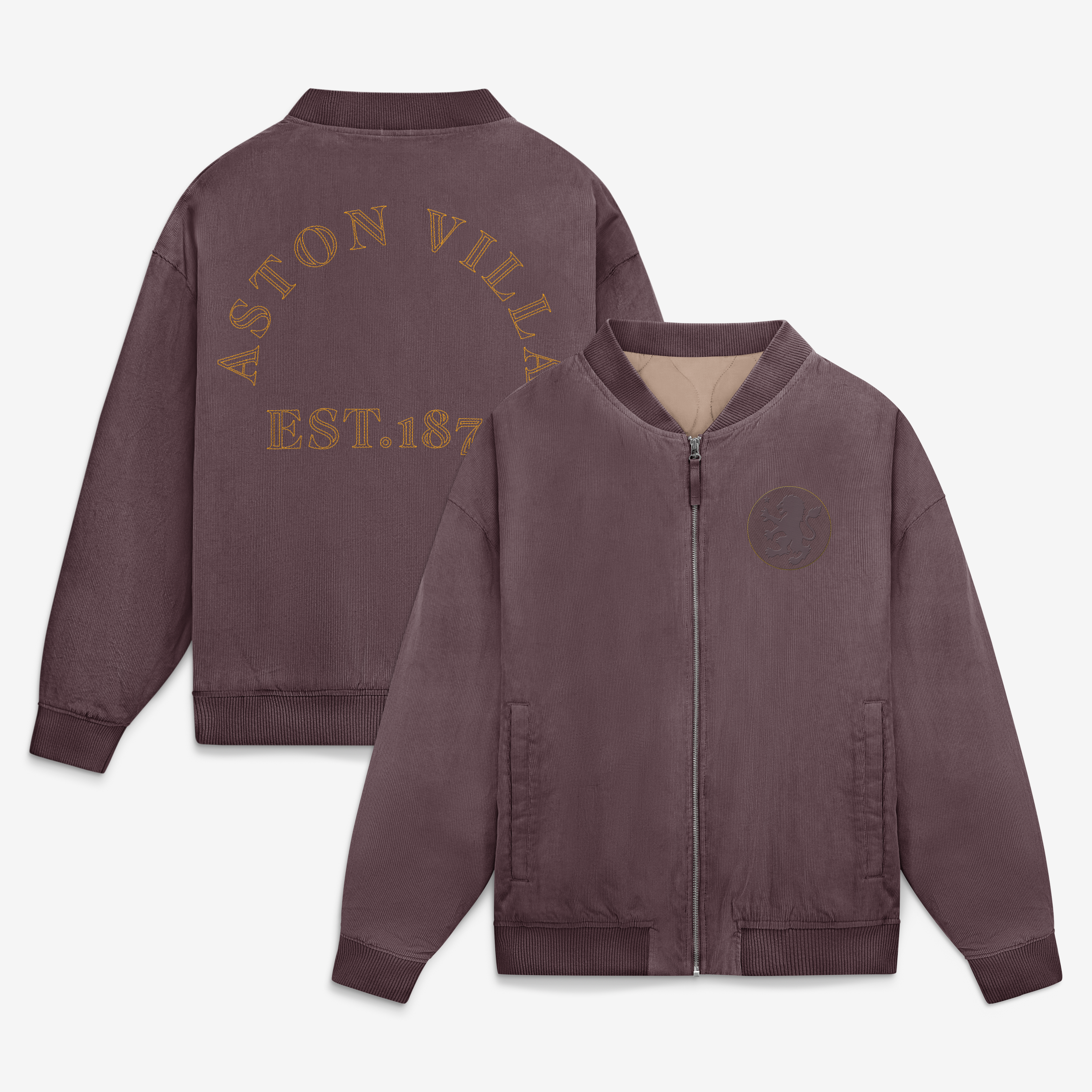 Men's Fanatics Claret Aston Villa Corduroy Bomber Jacket