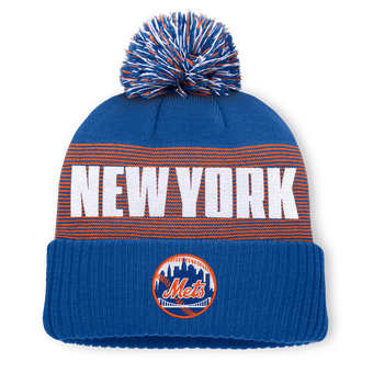 Men's Fanatics Royal New York Mets Striate Cuffed Knit Hat with Pom