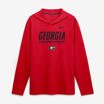 Men's Nike Red Georgia Bulldogs 2026 Sideline Lightweight Long Sleeve Hooded Dri-FIT Top