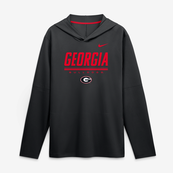 Men's Nike Black Georgia Bulldogs 2026 Sideline Lightweight Long Sleeve Hooded Dri-FIT Top