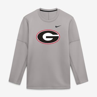 Men's Nike Gray Georgia Bulldogs 2026 Sideline Coaches Therma-FIT Long Sleeve Top