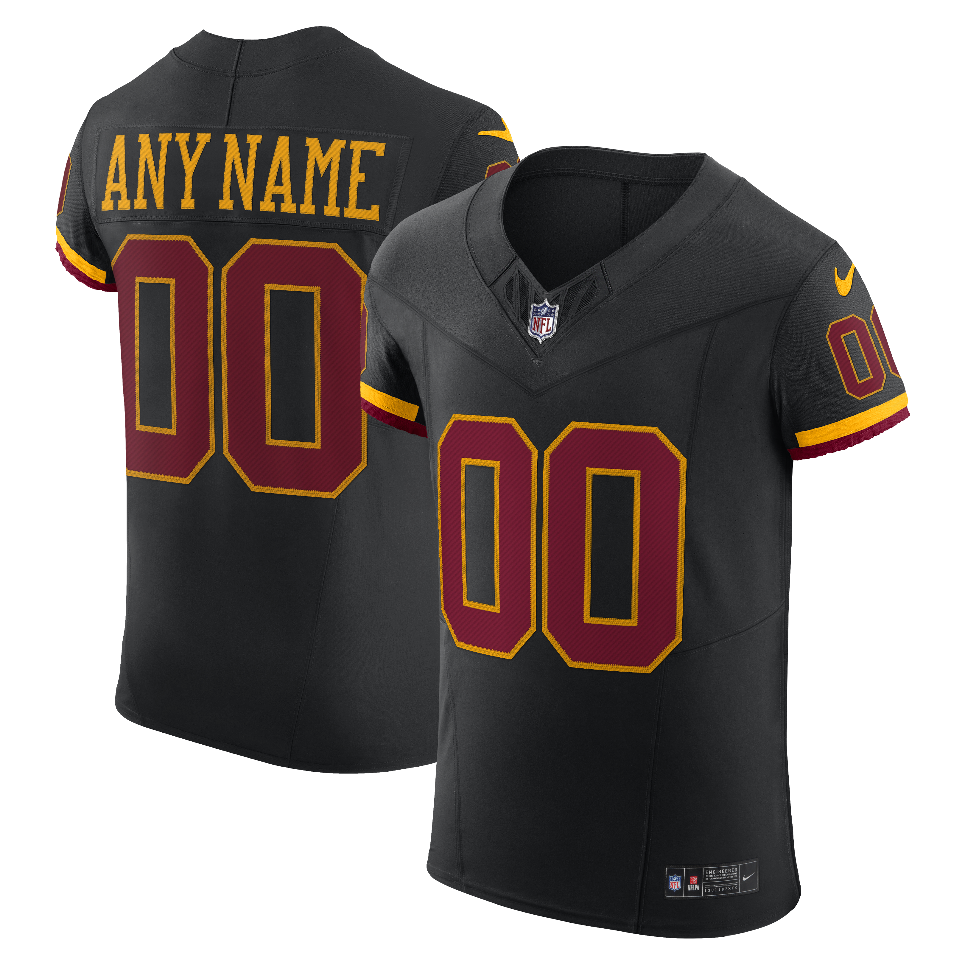 Men's Nike Black Washington Commanders Alternate Vapor F.U.S.E. Elite Custom Jersey