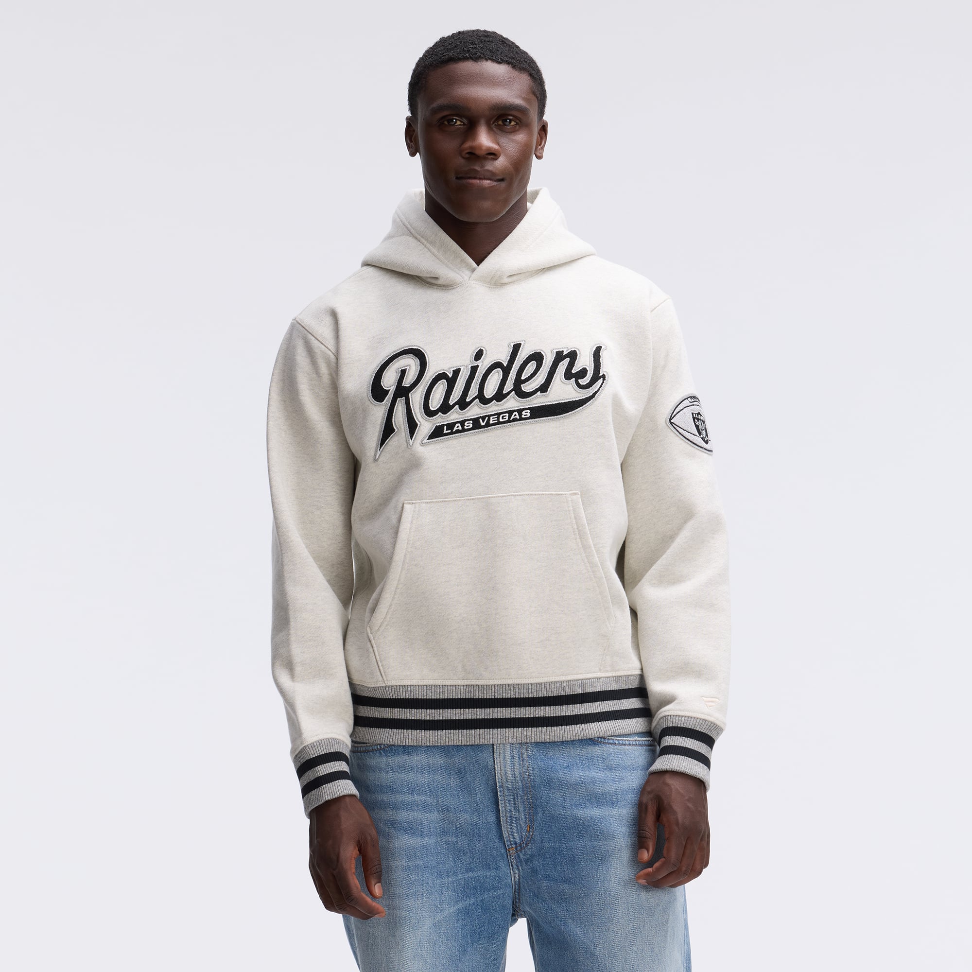 Fanatics Oatmeal Las Vegas Raiders IconicFleece Tipped Hoodie