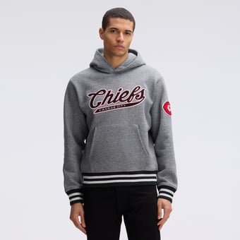 Fanatics Athletic Heather Gray Kansas City Chiefs IconicFleece Tipped Hoodie