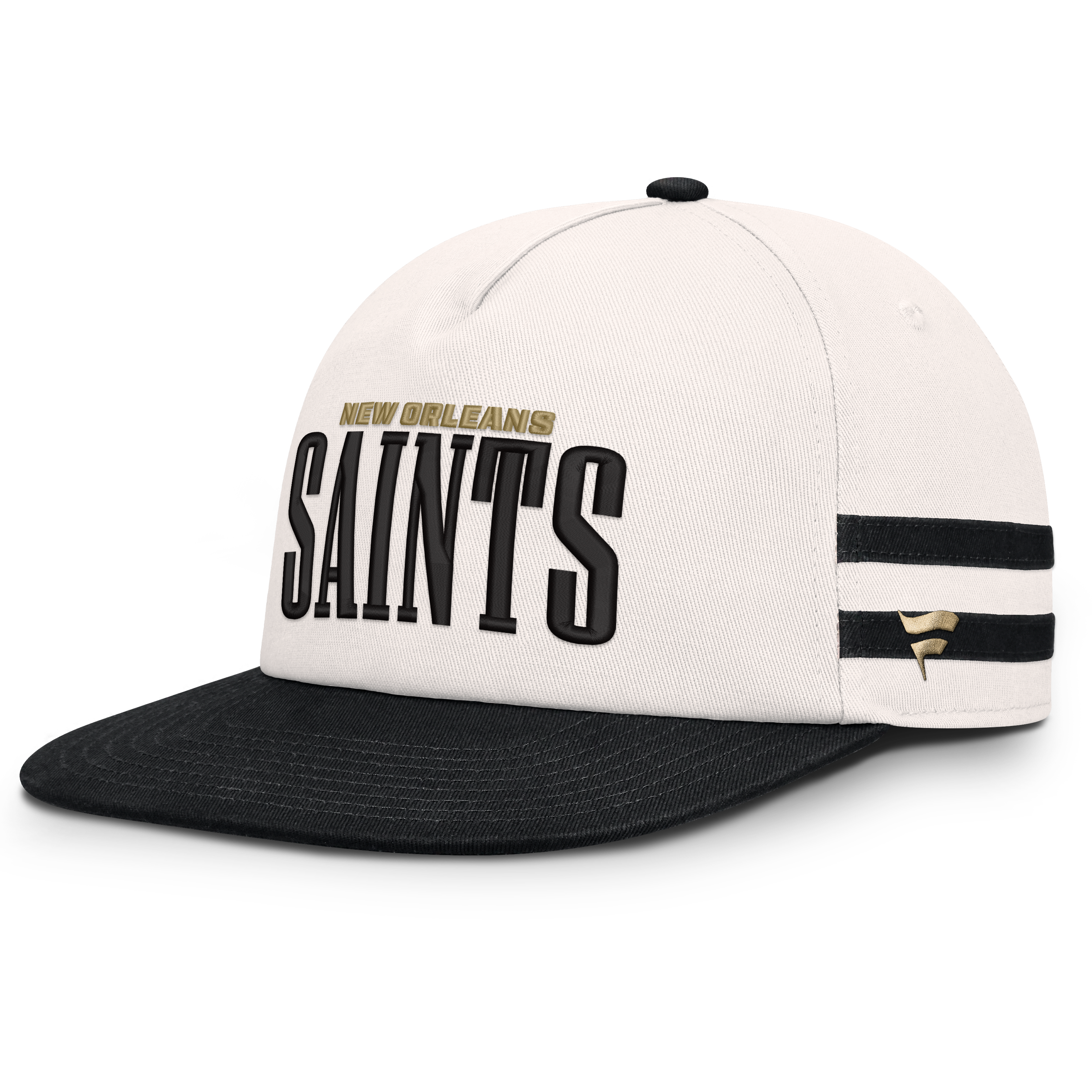 Men's Fanatics Cream/Black New Orleans Saints Heritage Doubleback Golfer Adjustable Hat