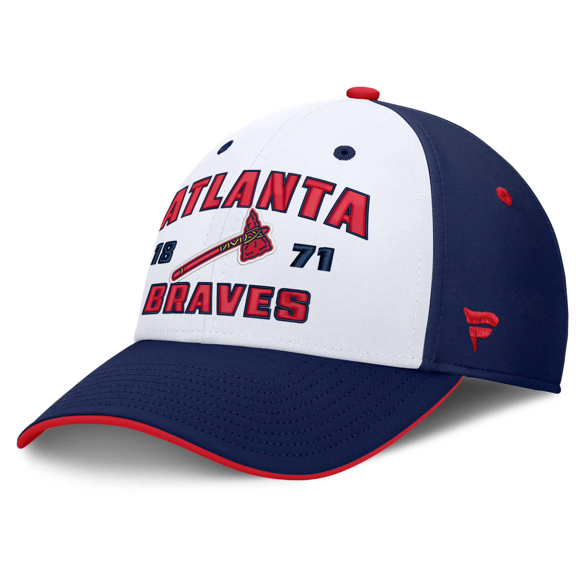 Men's Fanatics Navy/White Atlanta Braves Jammed Structured Flex Hat