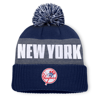 Men's Fanatics Navy New York Yankees Striate Cuffed Knit Hat with Pom