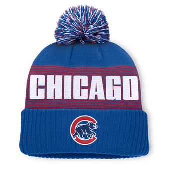 Men's Fanatics Royal Chicago Cubs Striate Cuffed Knit Hat with Pom