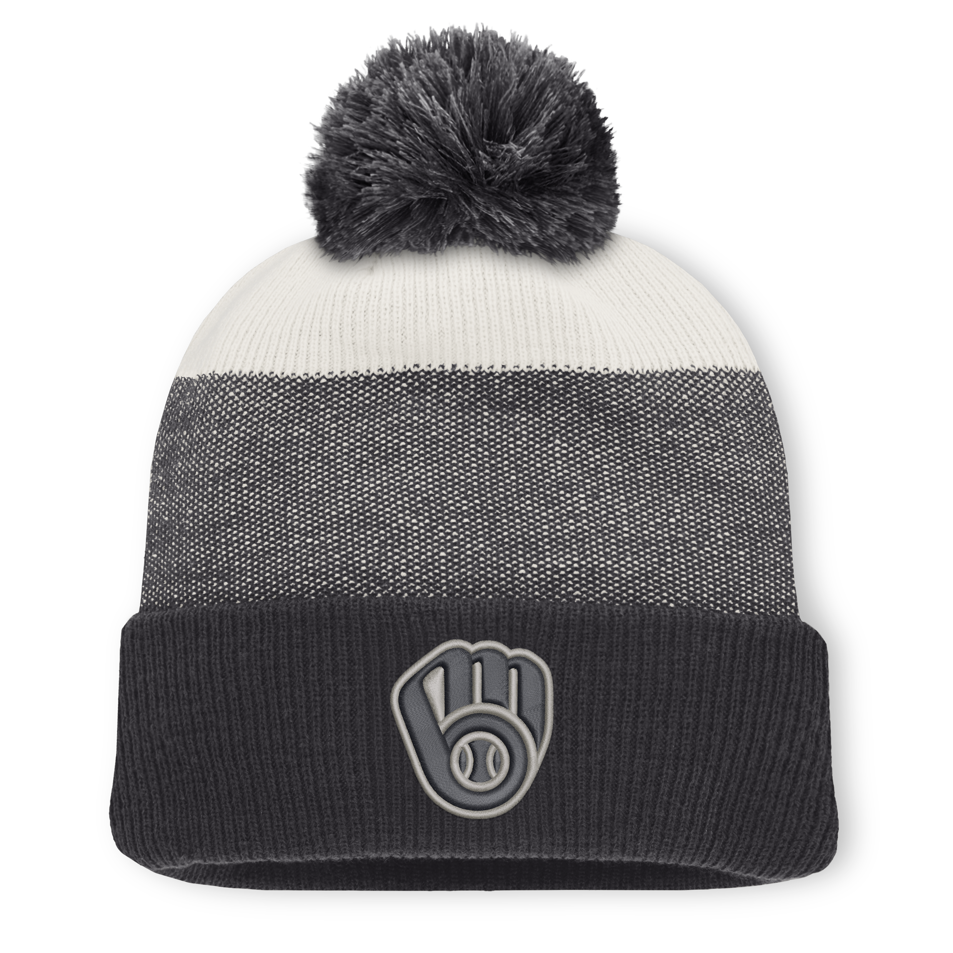 Men's Fanatics Charcoal/Gray Milwaukee Brewers Cuffed Knit Hat with Pom