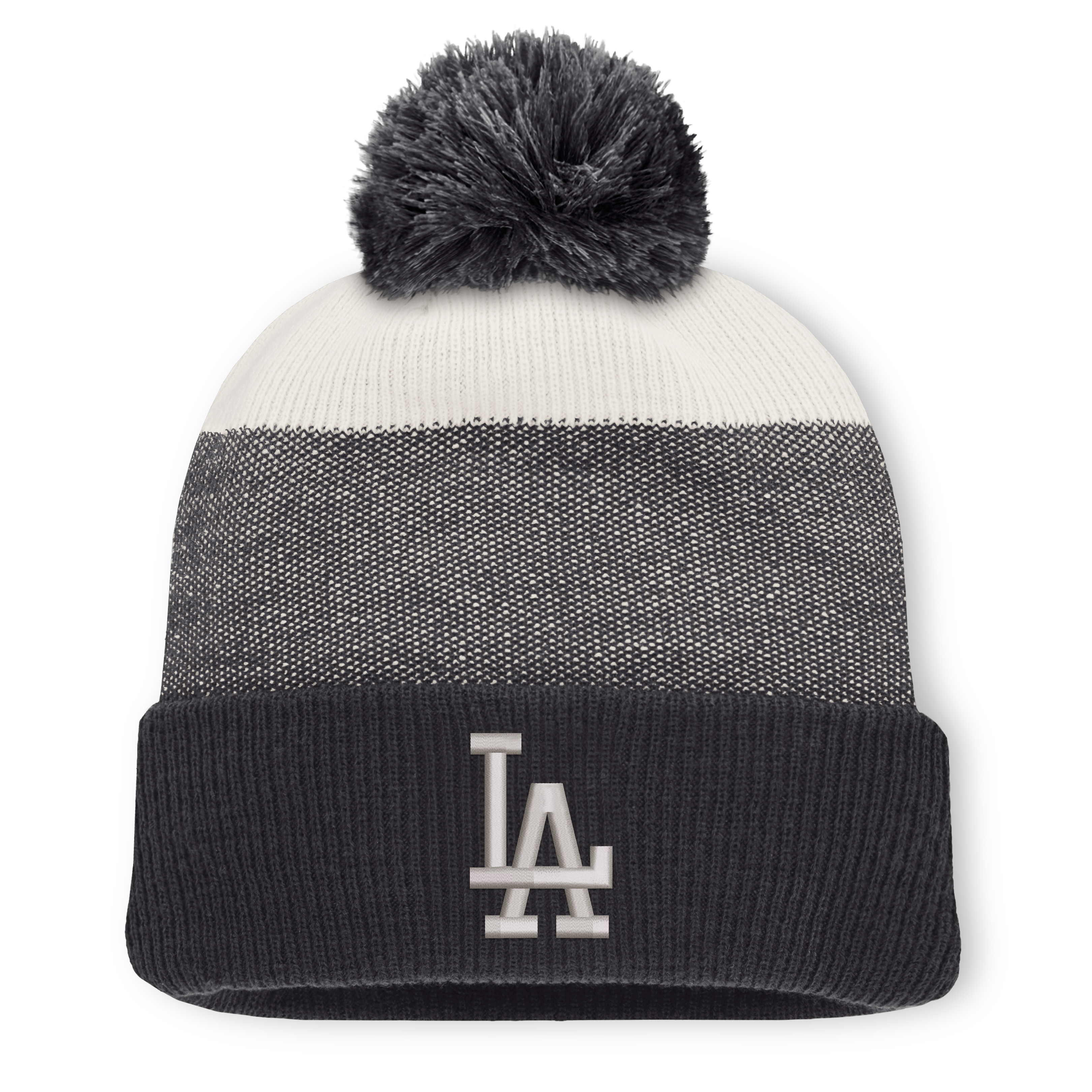 Men's Fanatics Charcoal/Gray Los Angeles Dodgers Cuffed Knit Hat with Pom