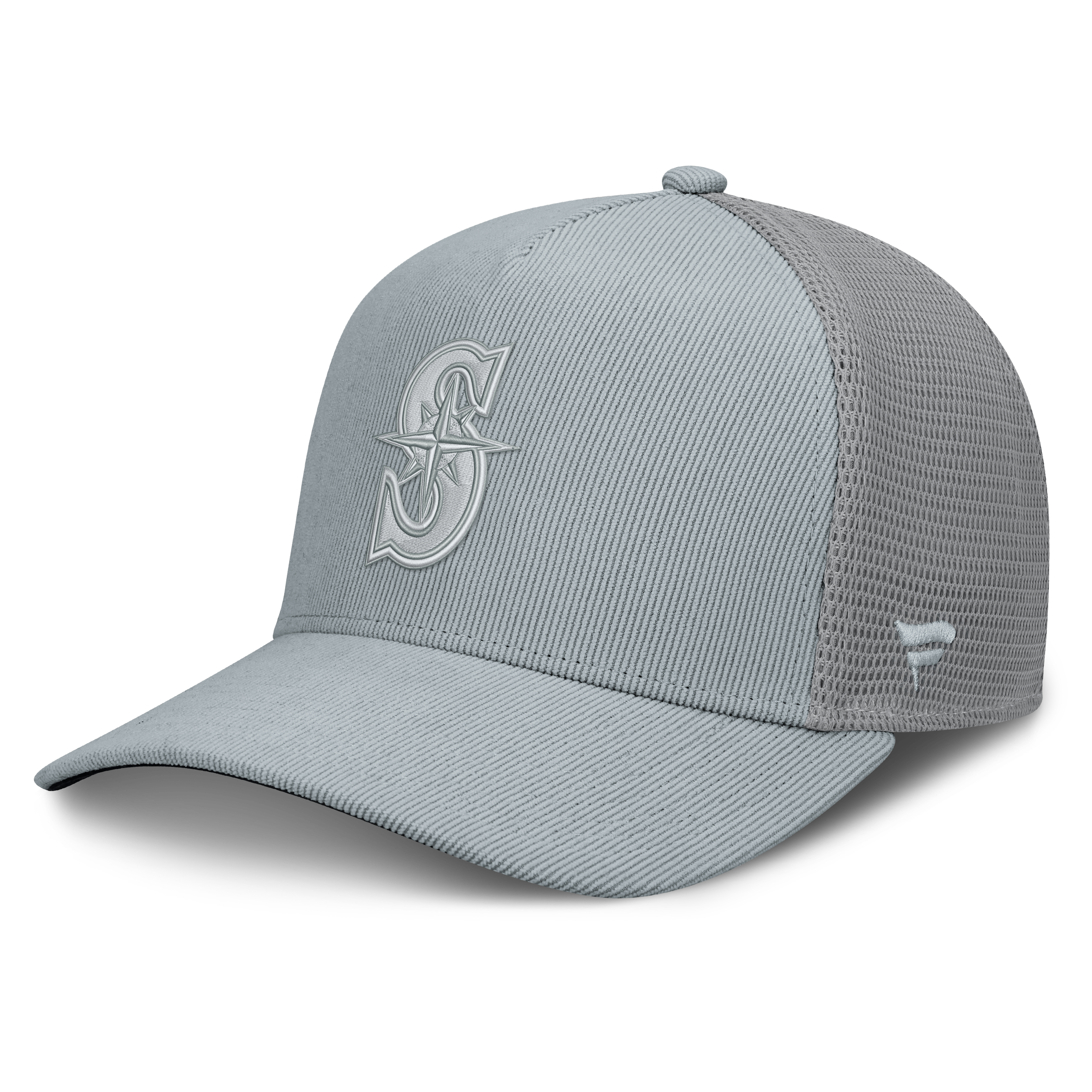 Men's Fanatics  Gray Seattle Mariners Corduroy Relief Trucker Adjustable Hat