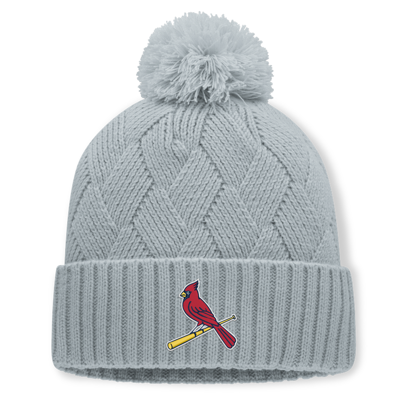 Women's Fanatics Gray St. Louis Cardinals Shifted Knit Hat with Pom