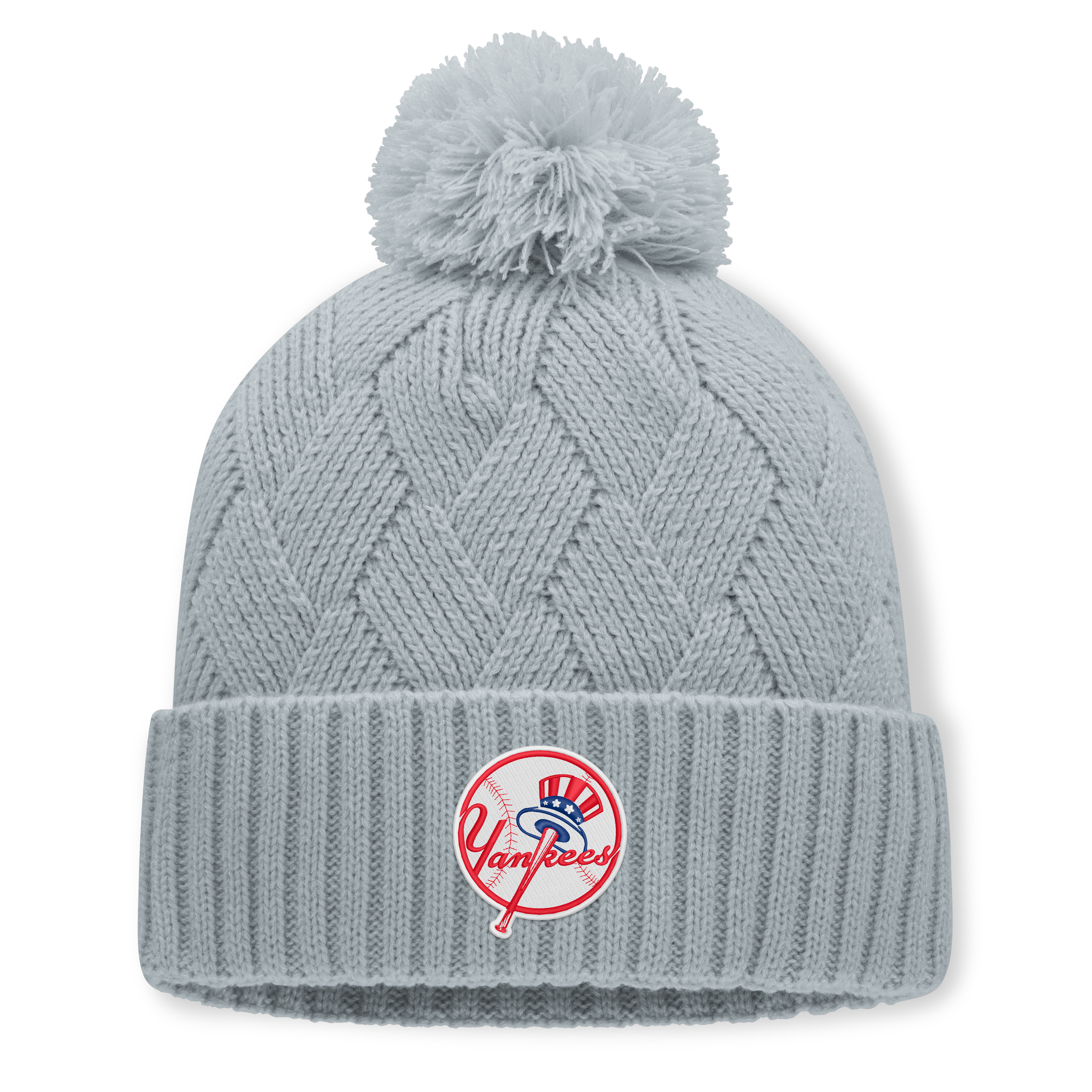 Women's Fanatics Gray New York Yankees Shifted Knit Hat with Pom