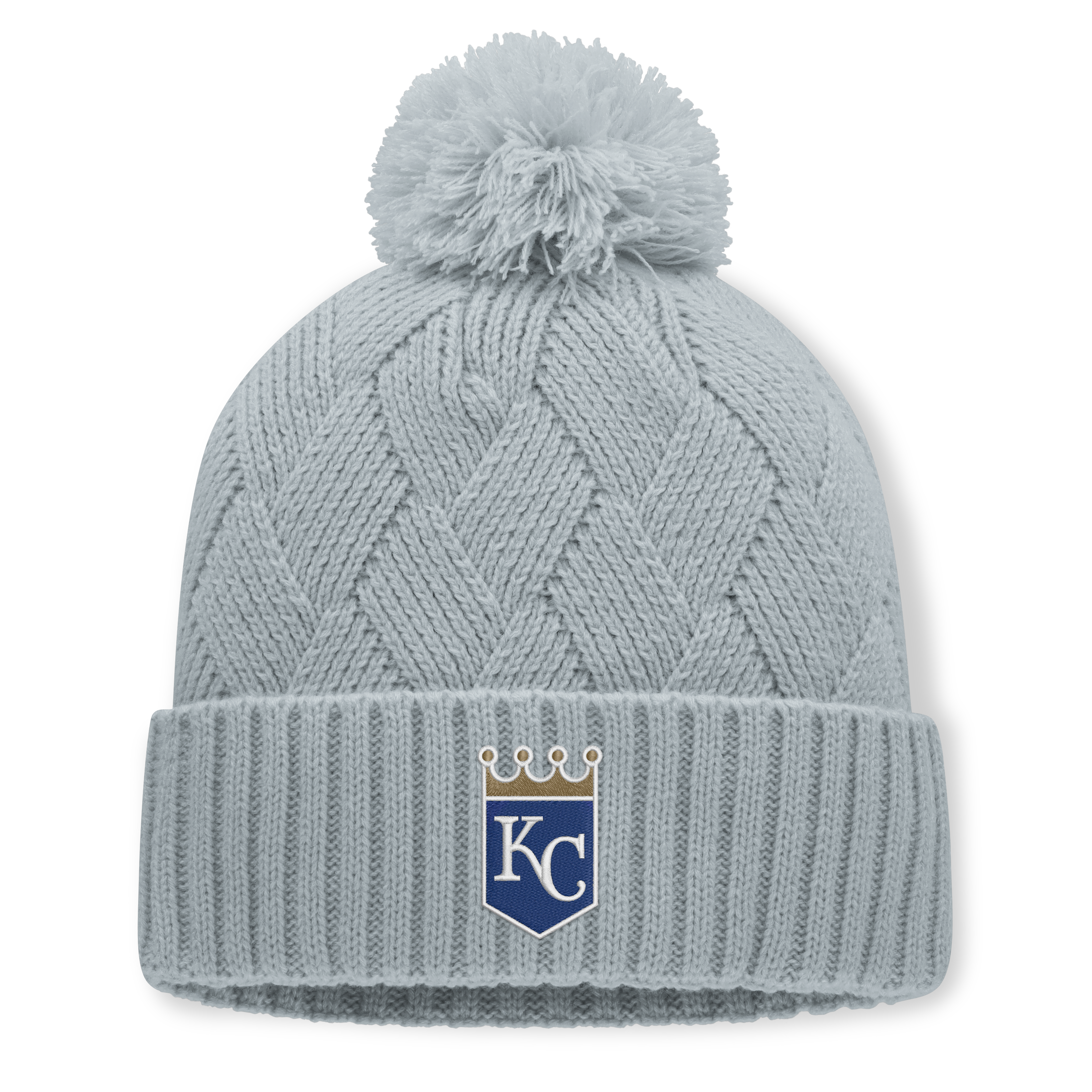 Women's Fanatics Gray Kansas City Royals Shifted Knit Hat with Pom
