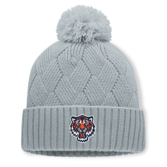 Women's Fanatics Gray Detroit Tigers Shifted Knit Hat with Pom