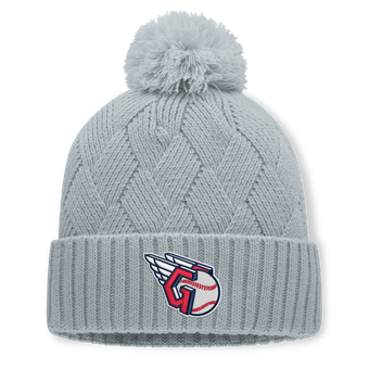 Women's Fanatics Gray Cleveland Guardians Shifted Knit Hat with Pom
