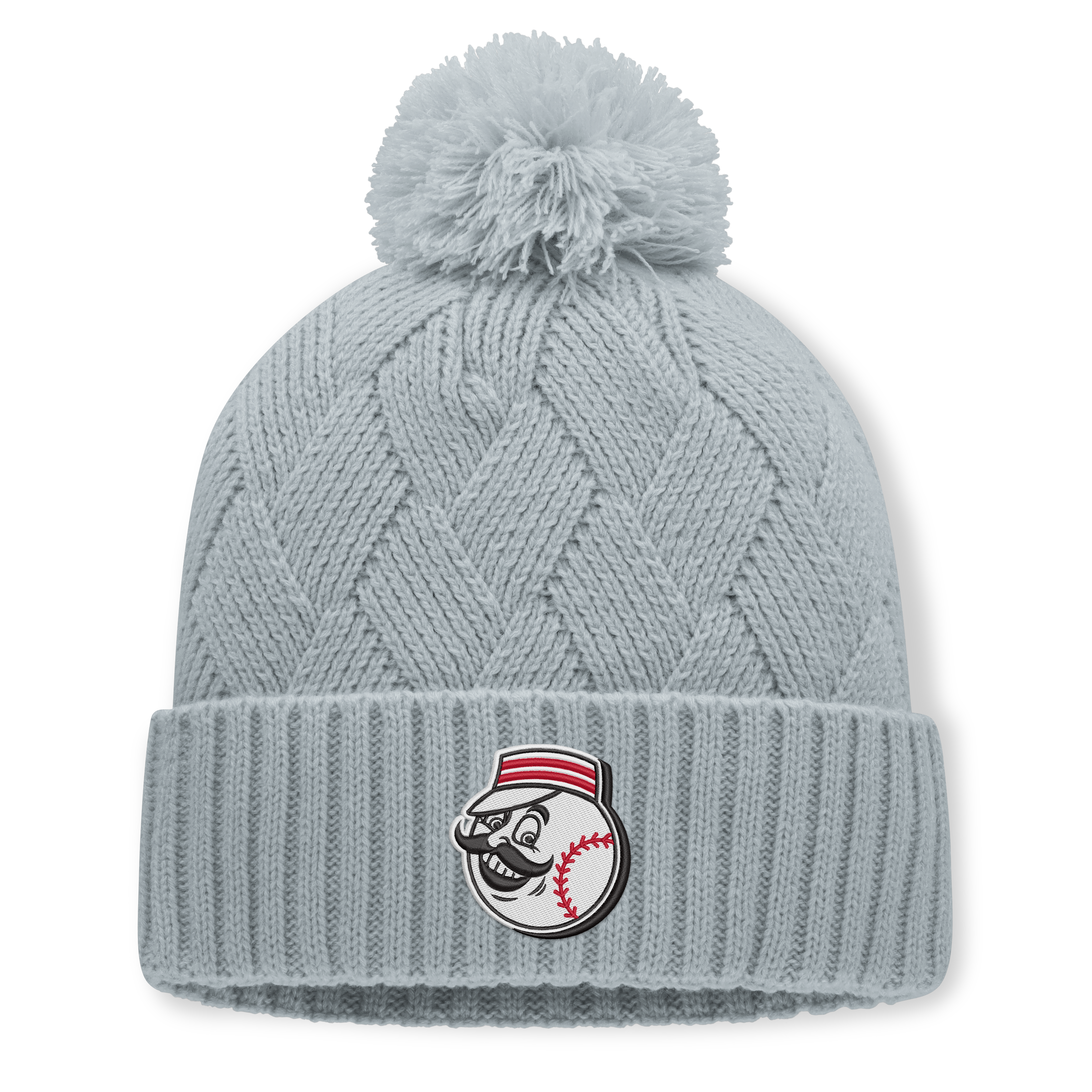 Women's Fanatics Gray Cincinnati Reds Shifted Knit Hat with Pom