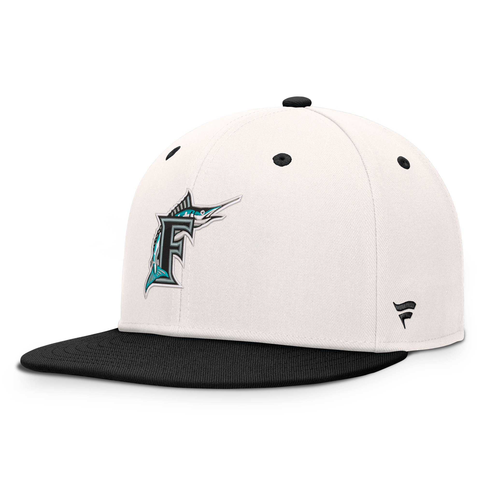 Men's Fanatics  Cream/Black Florida Marlins Cooperstown Collection Heritage Ballpark Snapback Hat