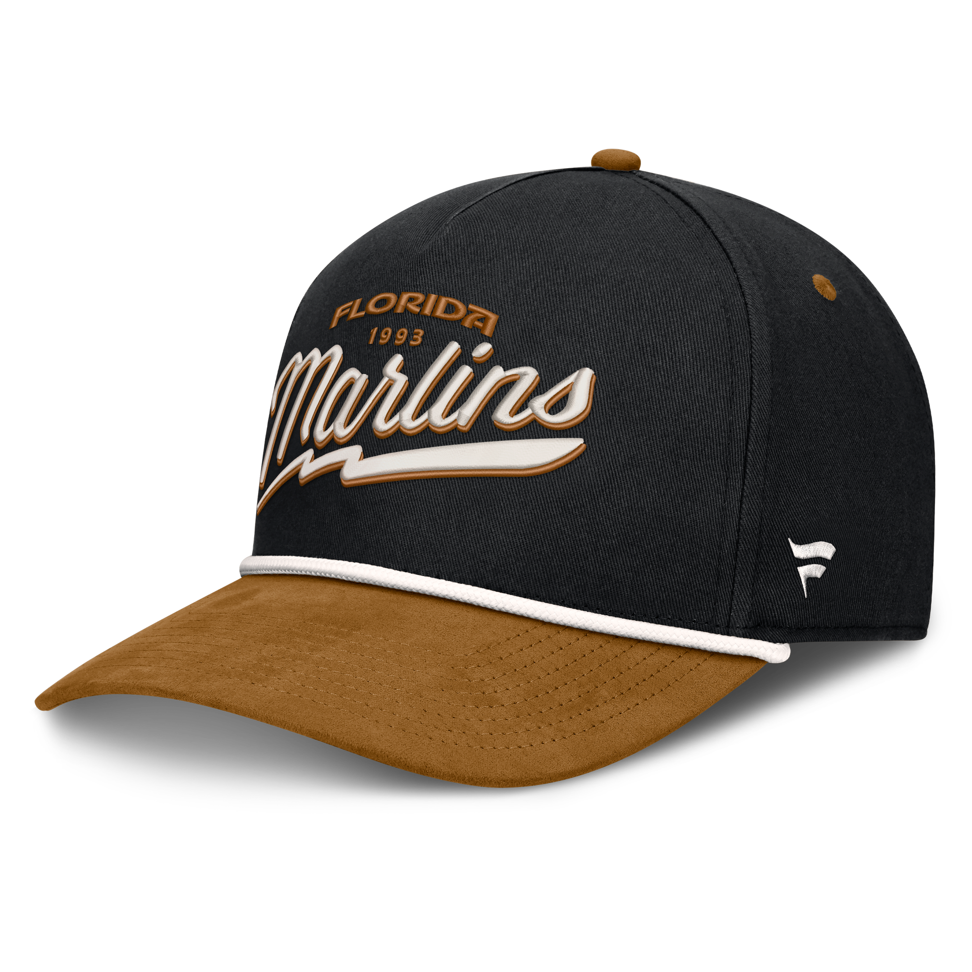 Men's Fanatics Black Florida Marlins Heritage Concourse A-Frame Adjustable Hat