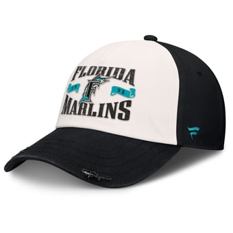 Men's Fanatics Black/Cream Florida Marlins Heritage Scar Adjustable Hat