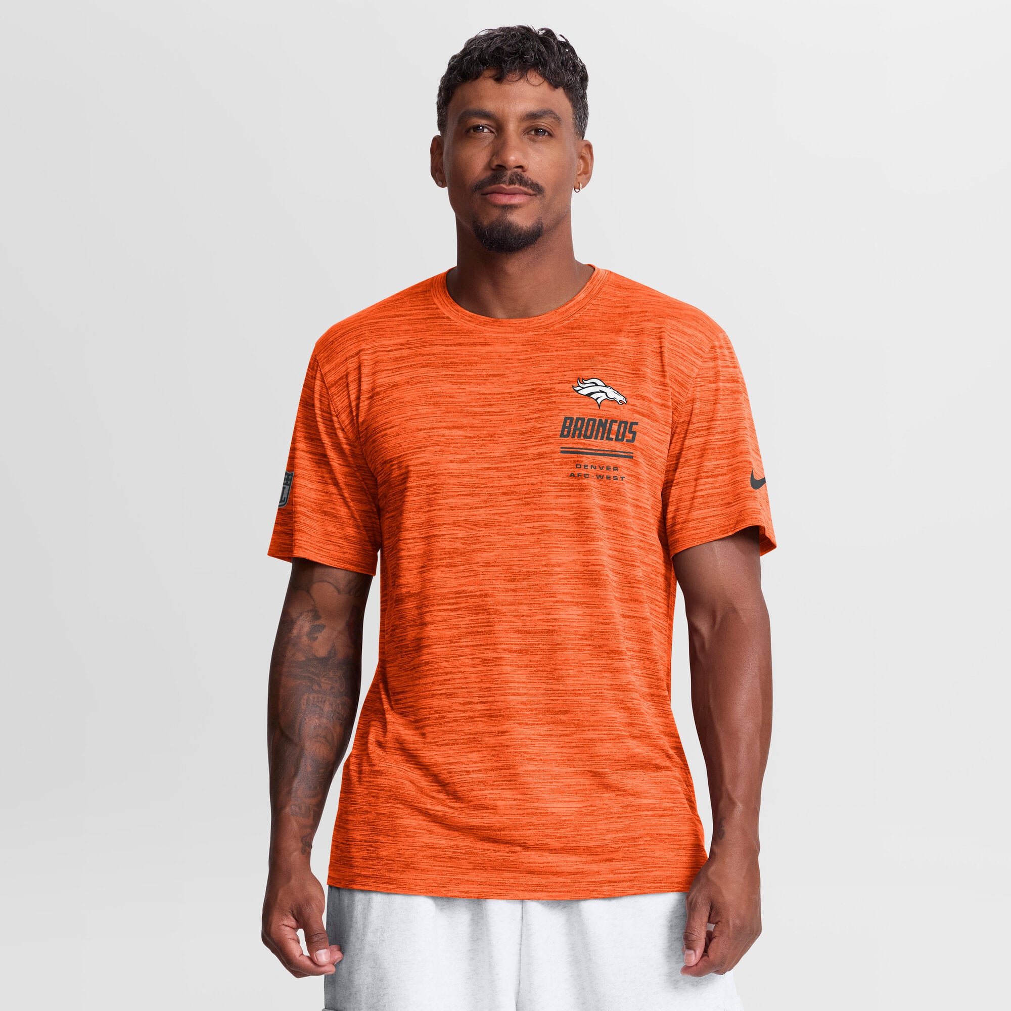 Men's Nike Orange Denver Broncos Sideline Double Covered Dri-FIT Velocity T-Shirt