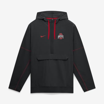 Men's Nike Black Ohio State Buckeyes 2026 Sideline Anorak Half-Zip Hooded Jacket