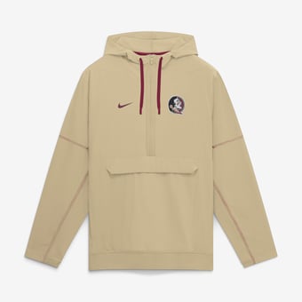 Men's Nike Gold Florida State Seminoles 2026 Sideline Anorak Half-Zip Hooded Jacket