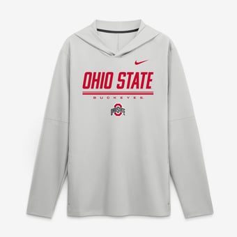 Men's Nike Gray Ohio State Buckeyes 2026 Sideline Lightweight Long Sleeve Hooded Dri-FIT Top