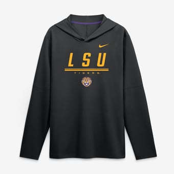 Men's Nike Black LSU Tigers 2026 Sideline Lightweight Long Sleeve Hooded Dri-FIT Top