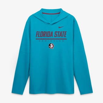 Men's Nike Turquoise Florida State Seminoles 2026 Sideline Lightweight Long Sleeve Hooded Dri-FIT Top