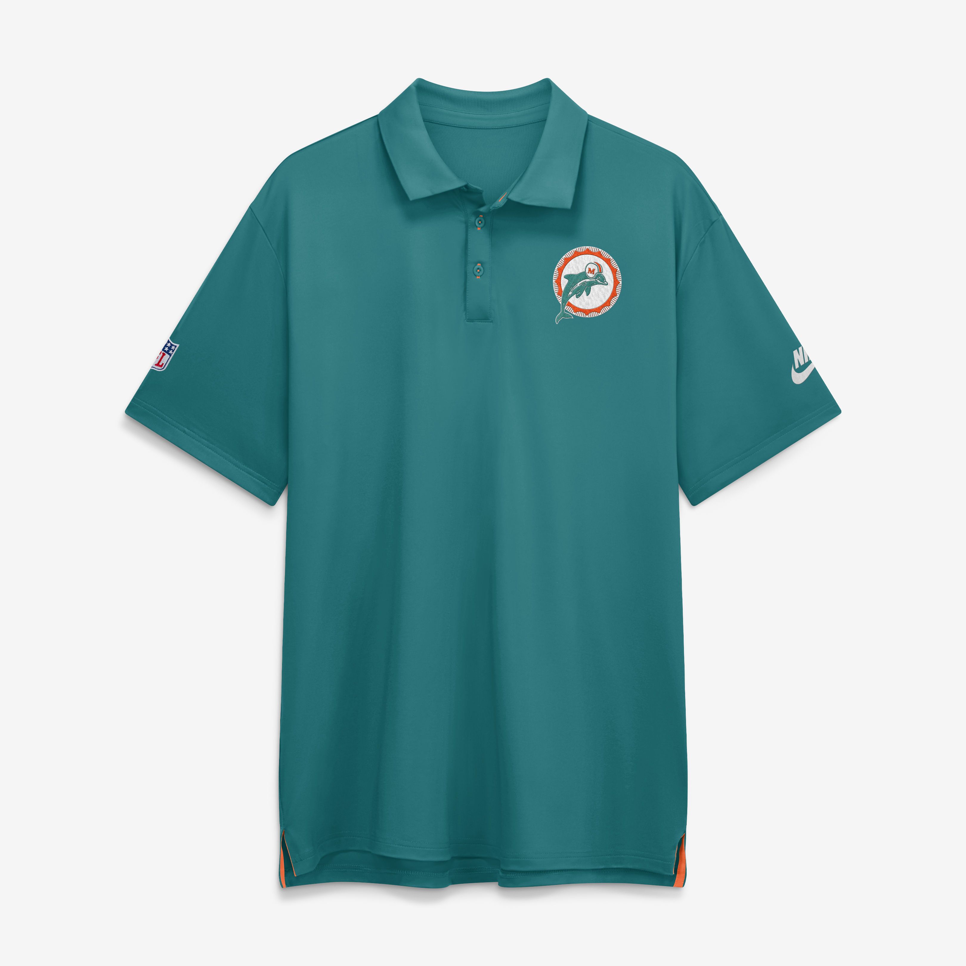 Men's Nike Aqua Miami Dolphins Sideline Powerful Blocking Dri-FIT Tour Polo