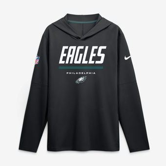 Men's Nike Black Philadelphia Eagles Sideline Game On Lightweight Long Sleeve Hooded Dri-FIT Top