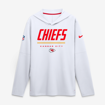 Men's Nike White Kansas City Chiefs Sideline Game On Lightweight Long Sleeve Hooded Dri-FIT Top