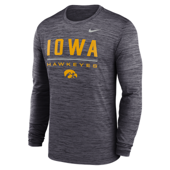 Men's Nike Black Iowa Hawkeyes Sideline Velocity Dri-FIT Long Sleeve T-Shirt