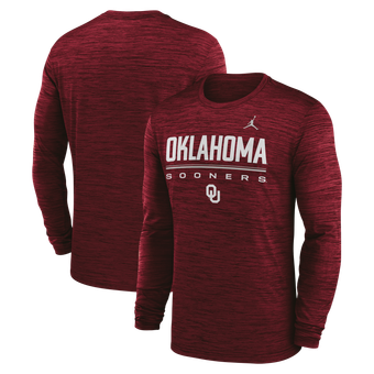 Men's Jordan Brand Crimson Oklahoma Sooners Sideline Velocity Dri-FIT Long Sleeve T-Shirt