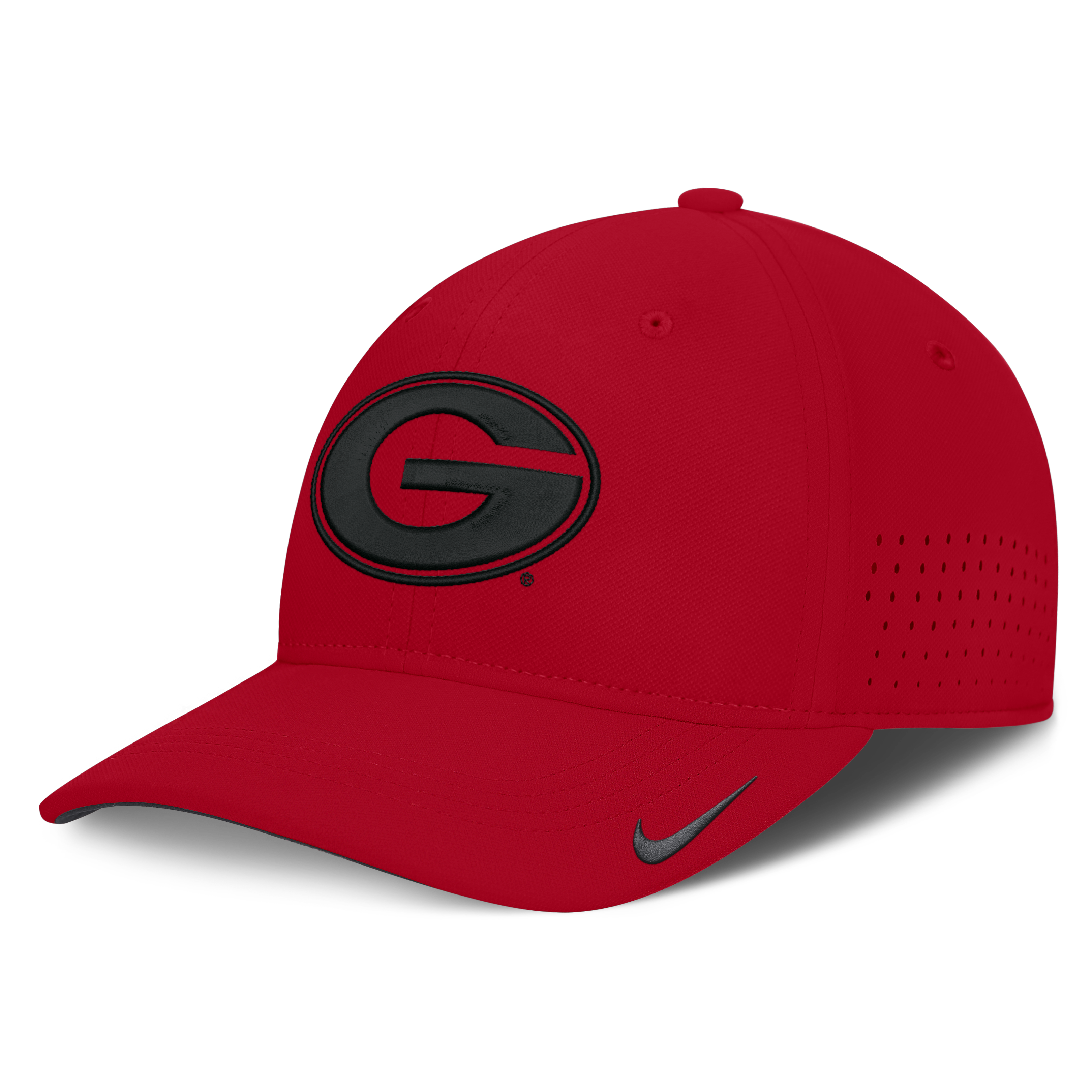 Men's Nike  Red Georgia Bulldogs 2026 Sideline Practice AeroBill SwooshFlex Dri-FIT Hat
