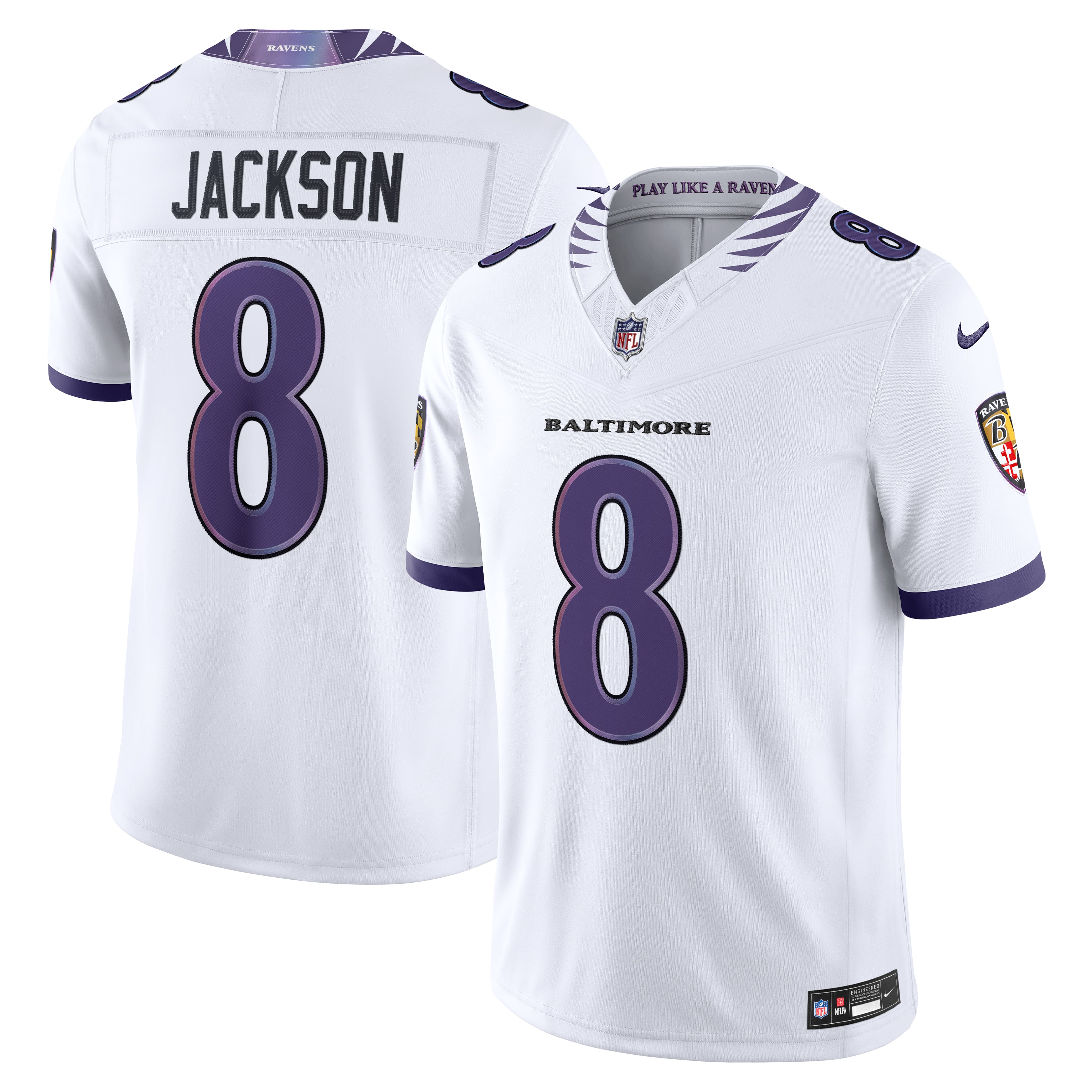Men's Nike Lamar Jackson White Baltimore Ravens Vapor F.U.S.E. Stitched Limited Jersey