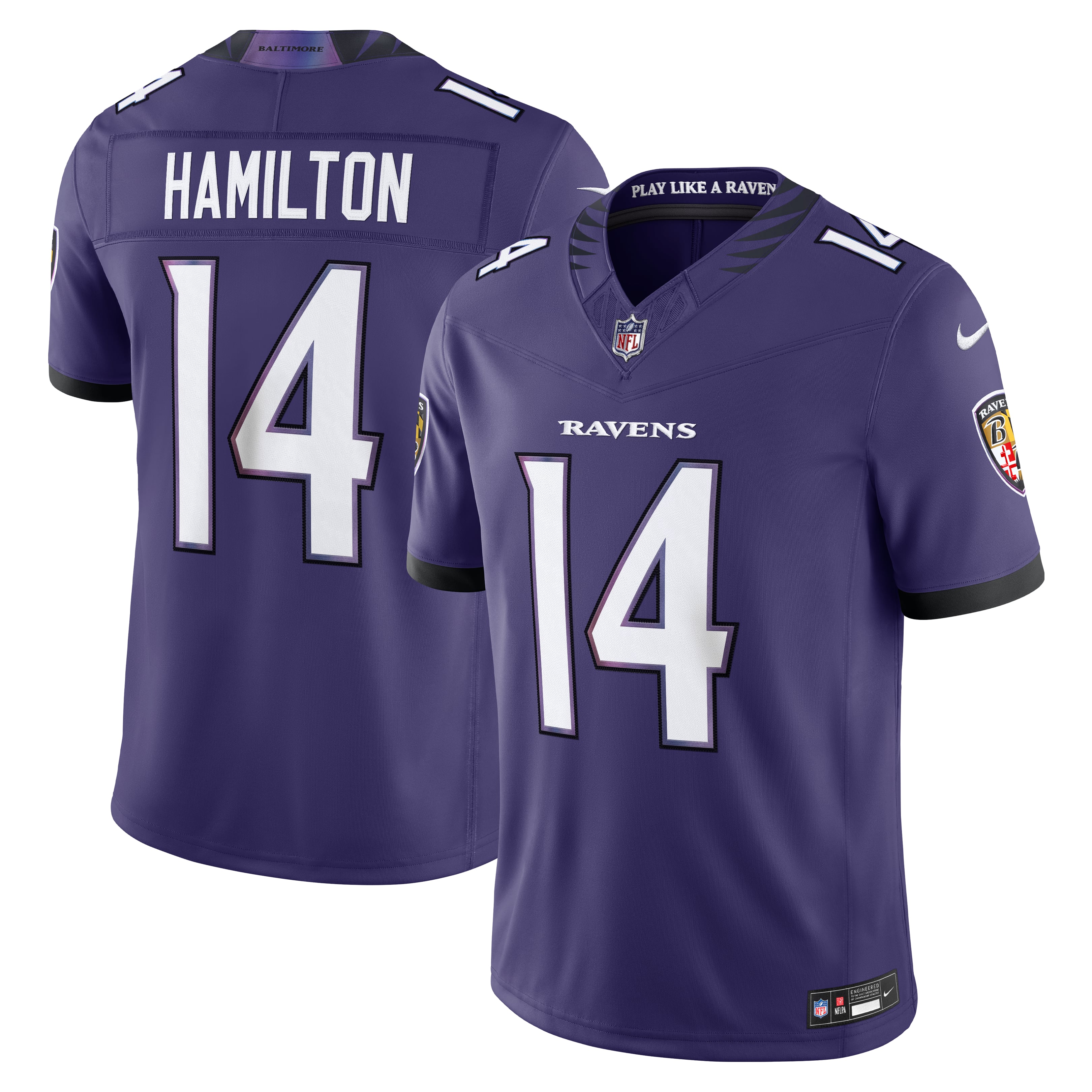 Men's Nike Kyle Hamilton Purple Baltimore Ravens Vapor F.U.S.E. Stitched Limited Jersey
