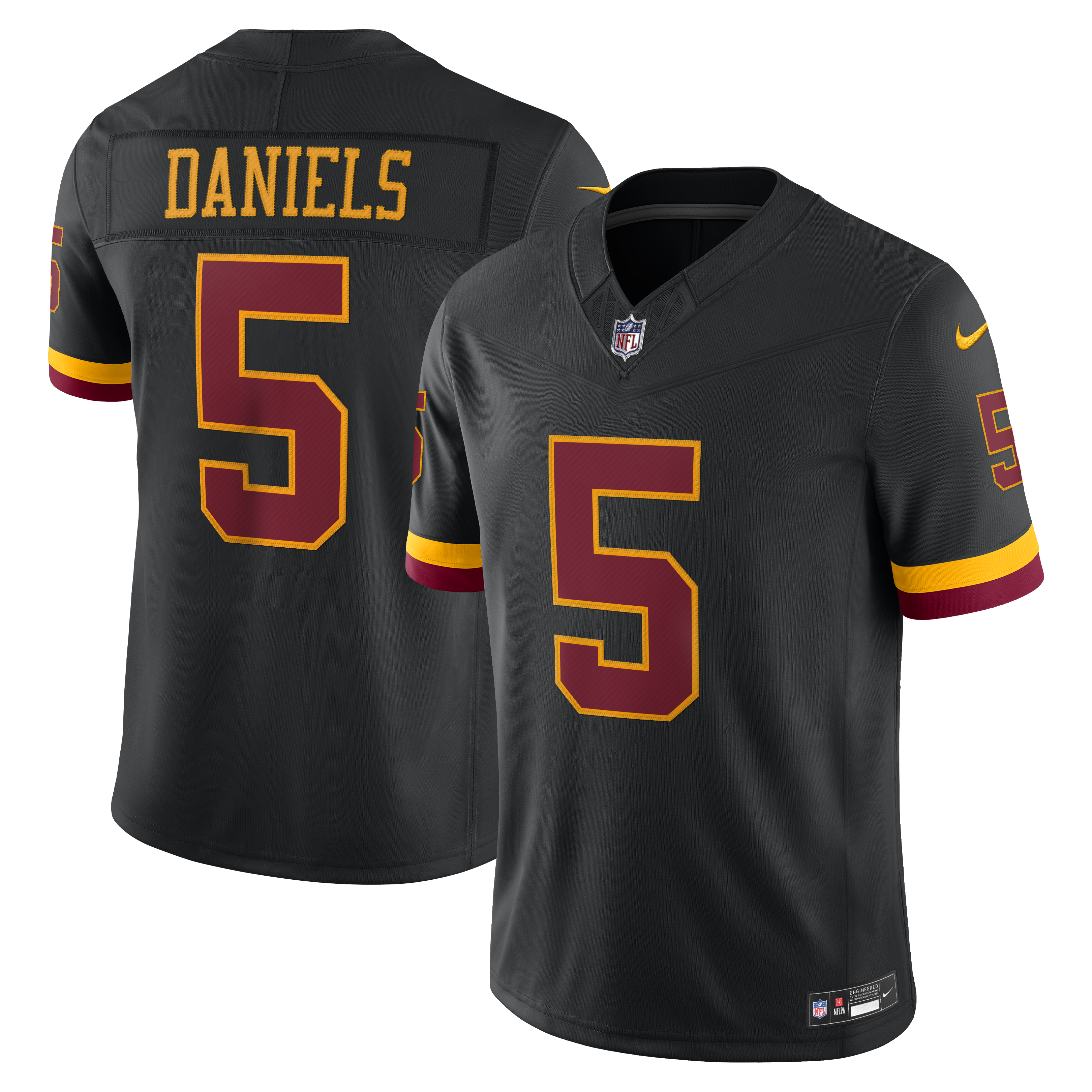 Men's Nike Jayden Daniels Black Washington Commanders Alternate Hail Raiser Vapor F.U.S.E. Stitched Limited Jersey