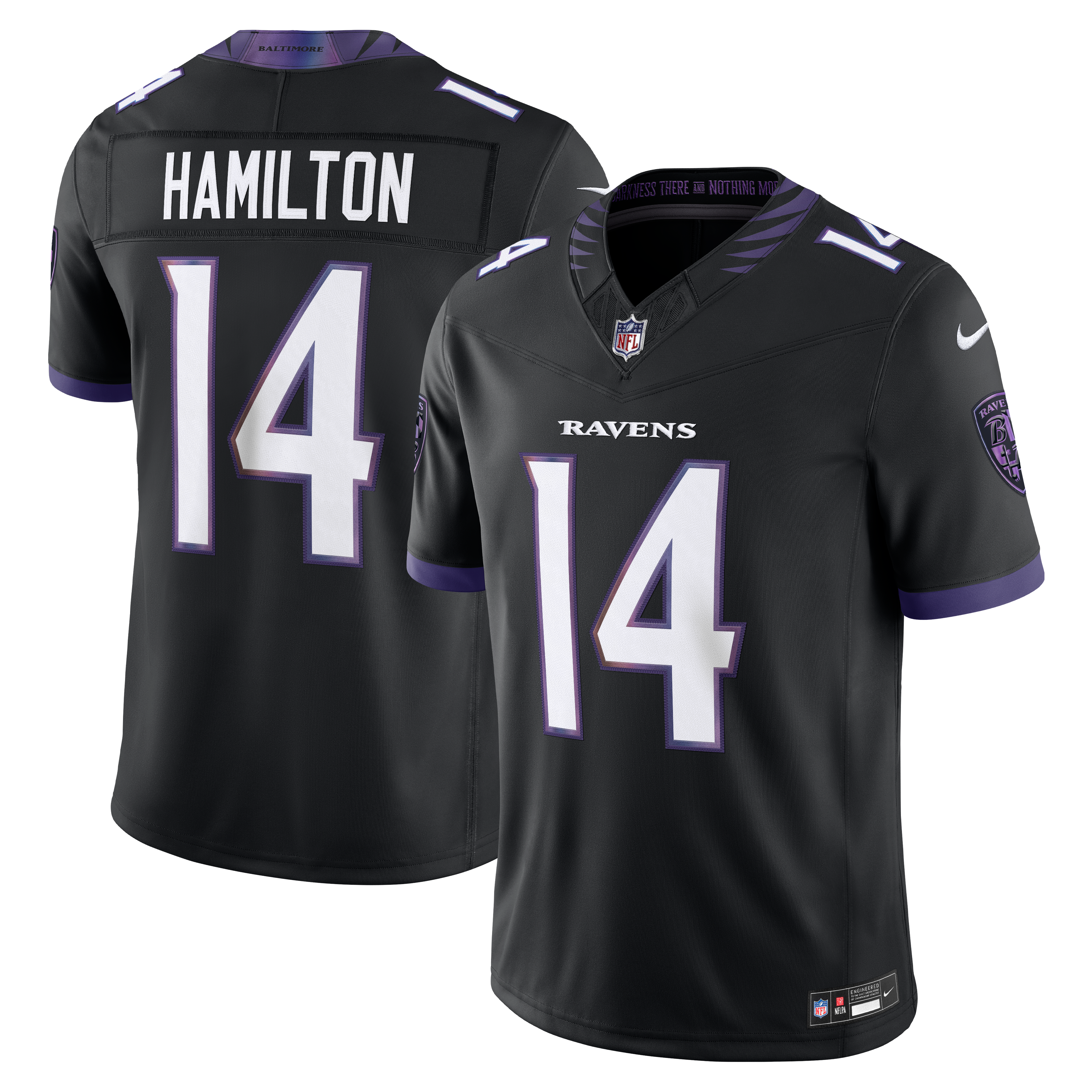 Men's Nike Kyle Hamilton Black Baltimore Ravens Alternate Vapor F.U.S.E. Stitched Limited Jersey