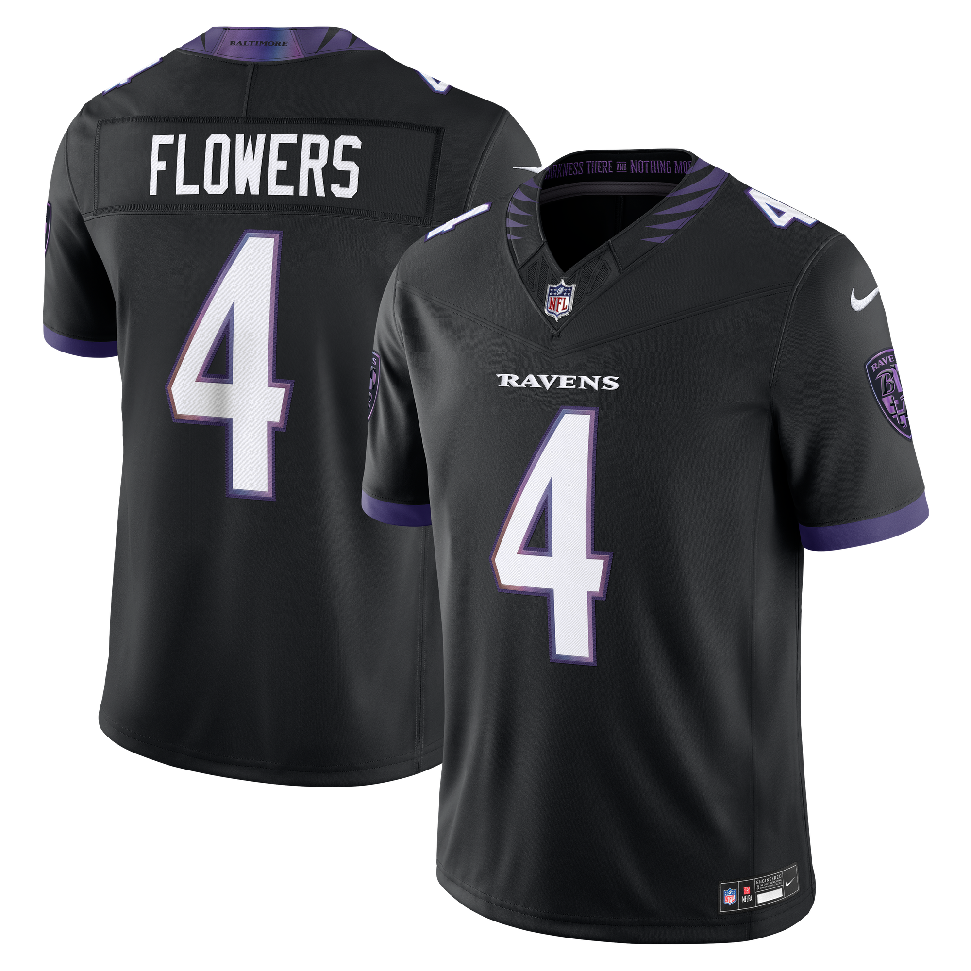 Maglia da uomo Nike Zay Flowers nera Baltimore Ravens Alternate Alternate Vapor F.U.S.E. Stitched Limited
