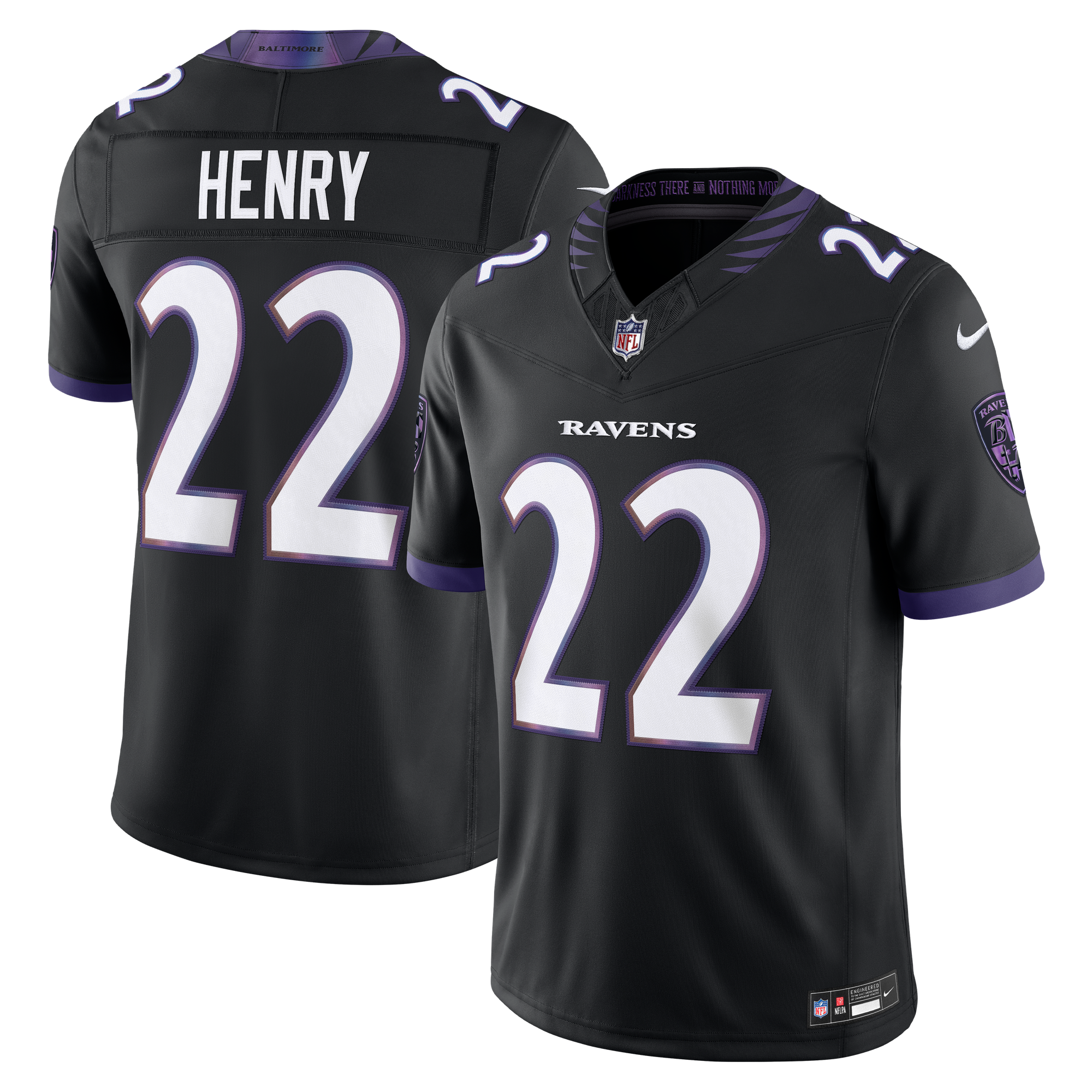 Maglia da uomo Nike Derrick Henry nera Baltimore Ravens Alternate Vapor F.U.S.E. Stitched Limited